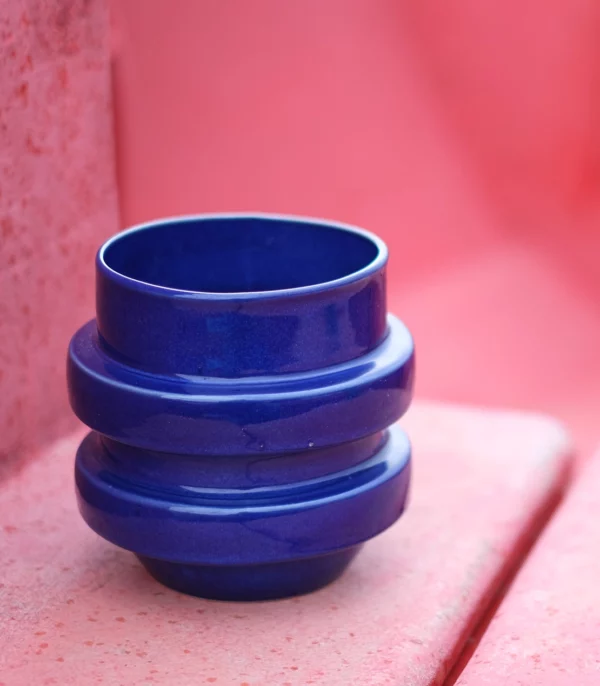 Pot de fleurs bleu en céramique - Boia