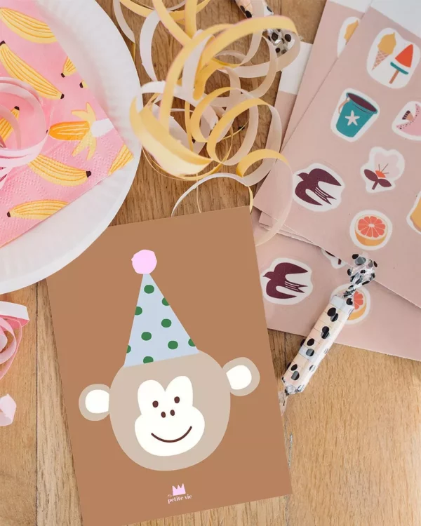 Carte postale d'anniversaire - Singe