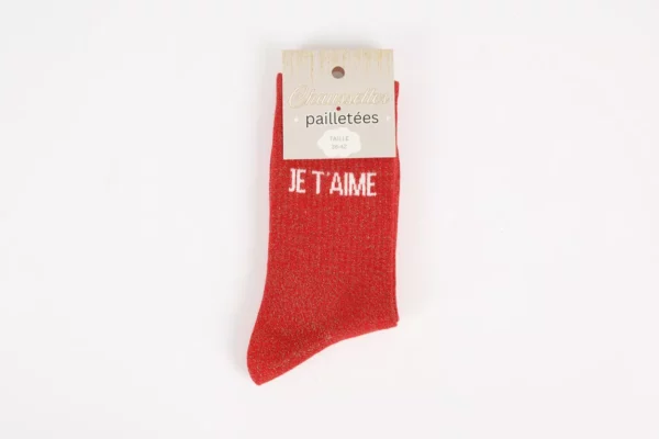 Chaussettes à paillettes - Je t'aime