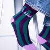 Chaussettes rayées pour femmes - Plum
