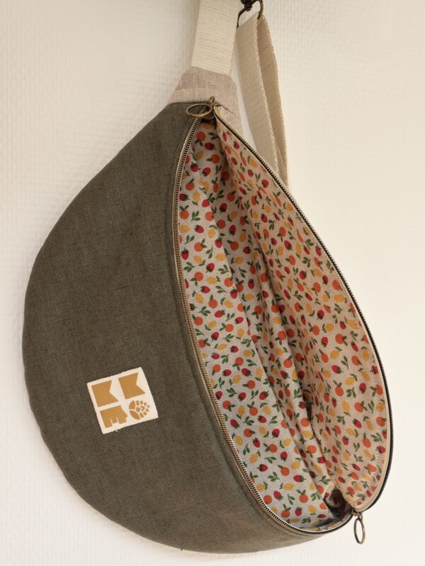 Banane en lin enduit - Kaki & beige