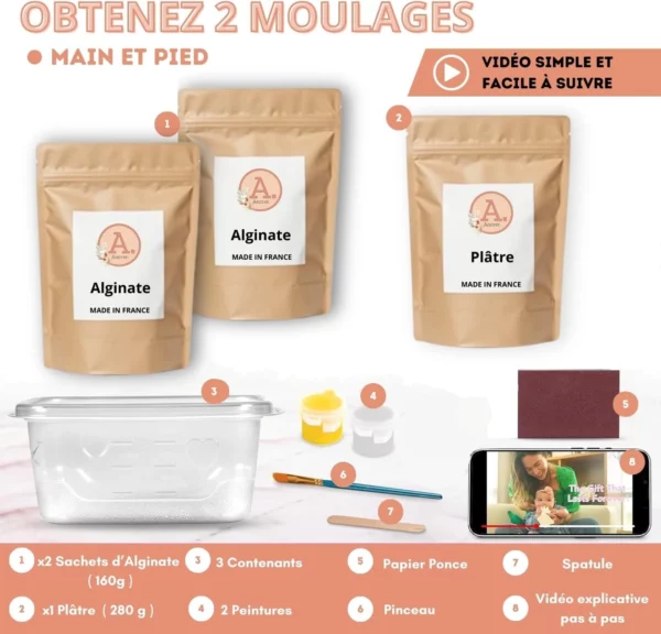 Kit empreintes bébé - 2 moulages