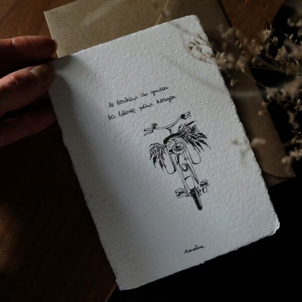 Carte postale - Bonheur au guidon