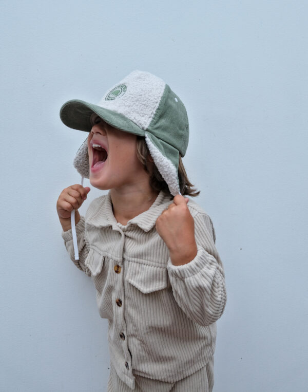 DSCF9146 Casquette en velours avec cache-oreilles - Vert