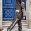 Poncho de pluie court - Damier kaki