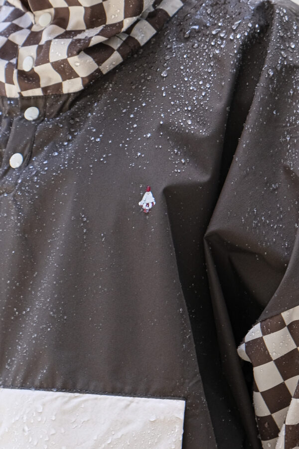 Poncho de pluie court - Damier kaki