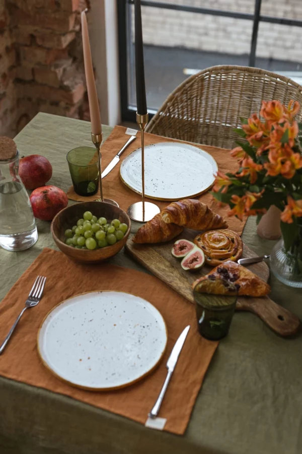 Nappe en lin - Vert olive