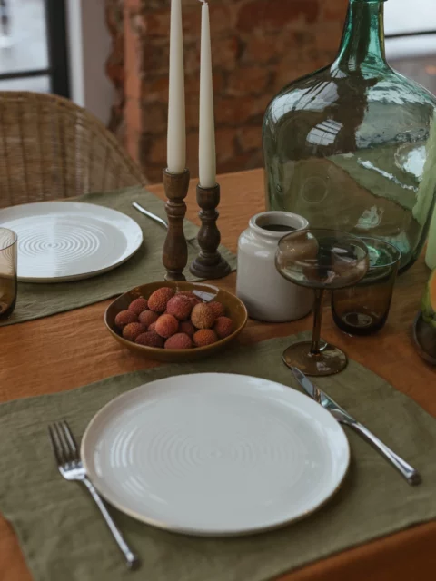 Set de table en lin - Vert olive