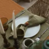 Serviettes de table en lin - Vert olive - lot de 2