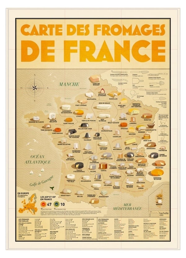 Carte des fromages de France