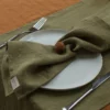 Serviettes de table en lin - Vert olive - lot de 2