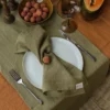 Serviettes de table en lin - Vert olive - lot de 2