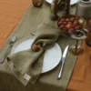Serviettes de table en lin - Vert olive - lot de 2