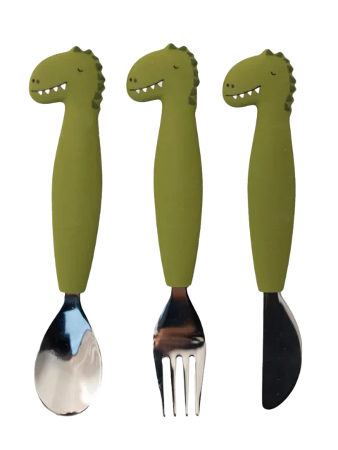 5400858964427_01 (1) Couverts 3 pièces en silicone - Mr. Dino