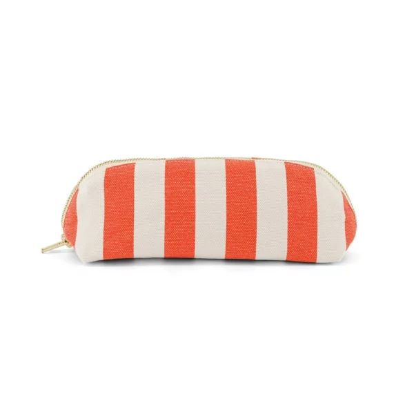 Trousse en coton - Gaston - Rayure greige tomato