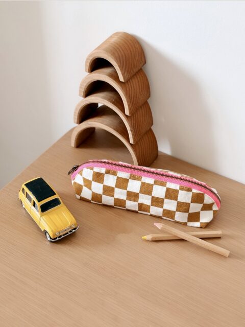 Trousse en coton - Gaston - Damier caramel