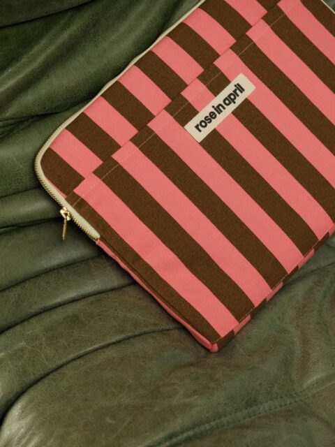 Housse d'ordinateur - Rayures funky pink olive