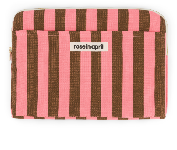 Housse d'ordinateur - Rayures funky pink olive