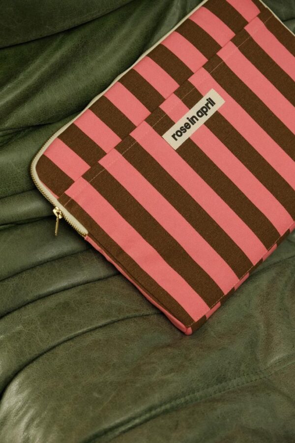 Housse d'ordinateur - Rayures funky pink olive