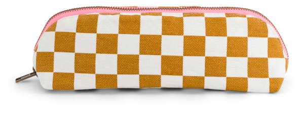 gaston check ecru caramel Trousse en coton - Gaston - Damier caramel