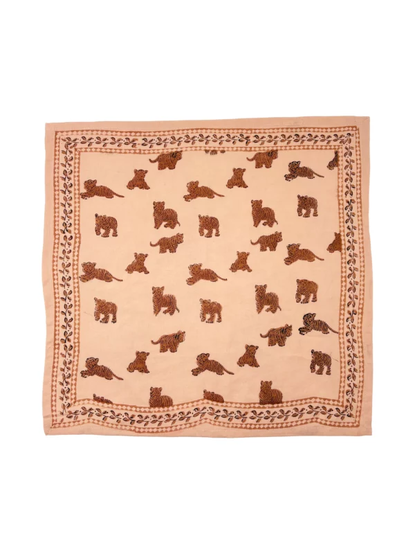 motif-foulard-oscar-100-par-100-tigre-peche-enfant-adulte-blockprint-milinane Foulard Oscar - Tigre pêche