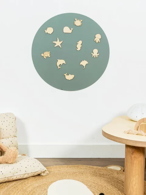 Tableau magnétique rond émeraude - 58 x 58 cm