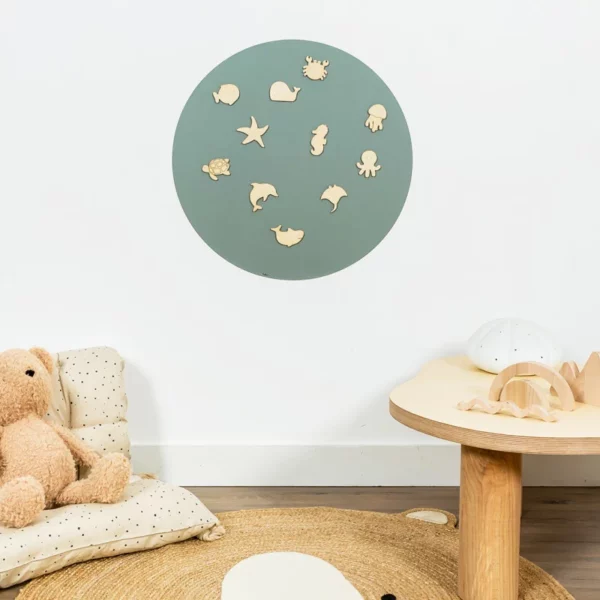Tableau magnétique rond émeraude - 58 x 58 cm