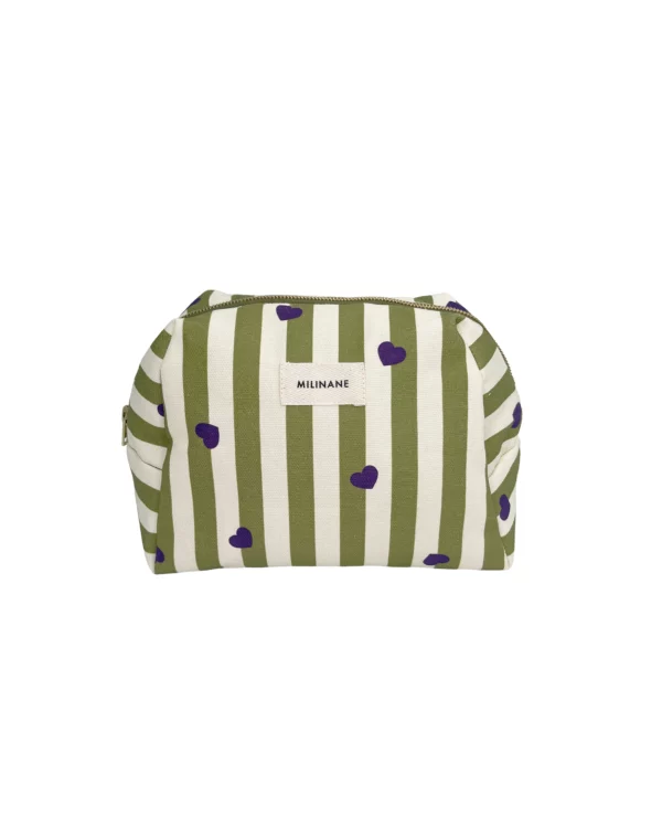 trousse-de-toilette-jade-enfant-bebe-maman-stripe-and-love-coeurs-rayures-vert-violet-blanc-milinane Trousse de toilette Jade - Vert