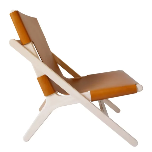 Fauteuil en cuir & bois
