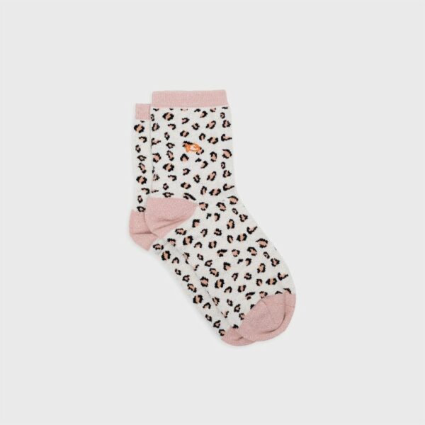 chaussettes-en-coton-peigne-leopard-blanc-et-rose Chaussettes en coton peigné léopard - femmes