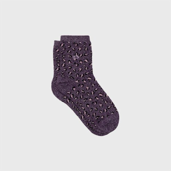 chaussettes-en-coton-peigne-leopard-prune Chaussettes en coton peigné léopard - femmes