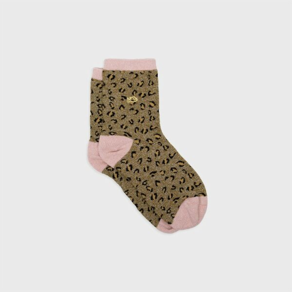 chaussettes-en-coton-peigne-leopard-vert-olive-et-rose Chaussettes en coton peigné léopard - femmes