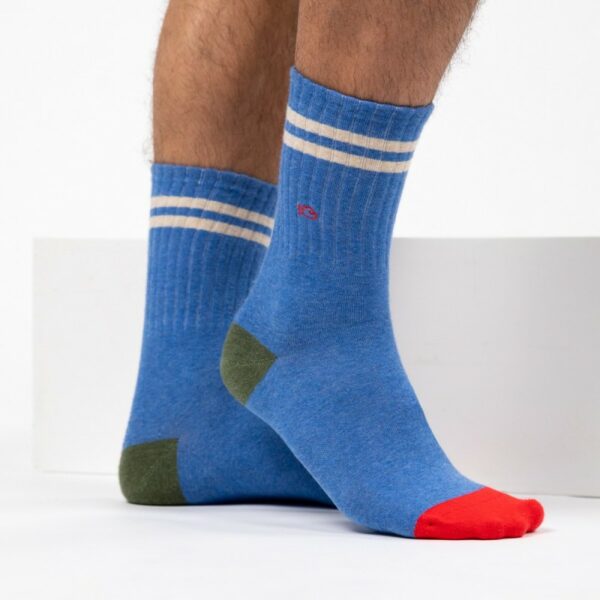 chaussettes-en-coton-peigne-retro-bleu-clair (1) Chaussettes en coton peigné rétro - hommes