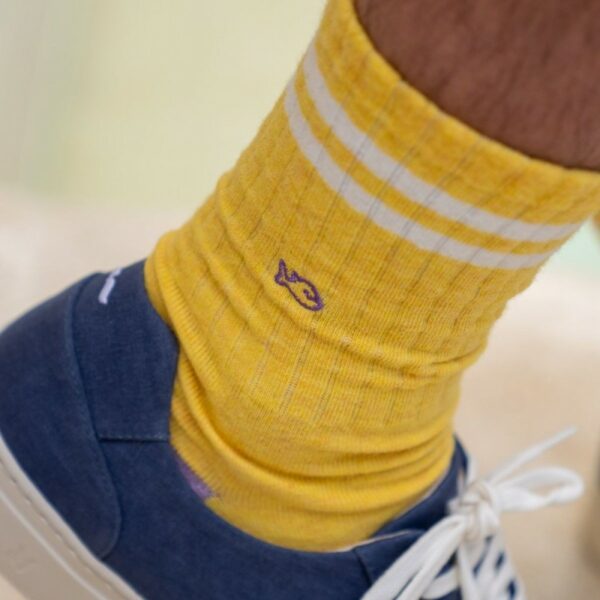 chaussettes-en-coton-peigne-retro-violet-chine (1) Chaussettes en coton peigné rétro - hommes