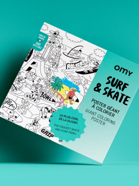 Poster géant à colorier - Surf & skate