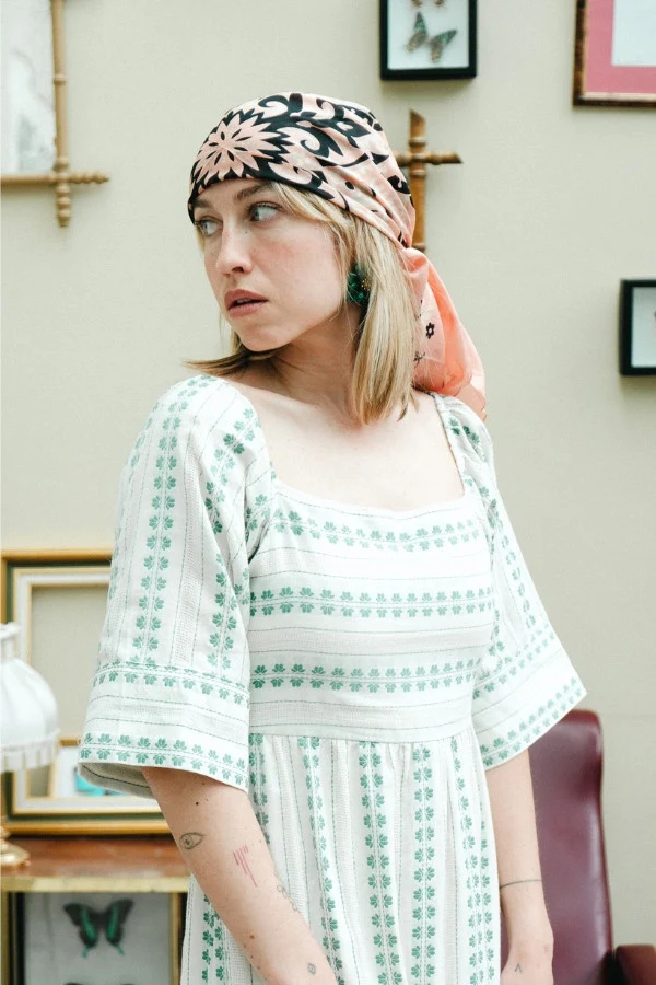 DSCF1024 Foulard bandana rose corail 100 % coton