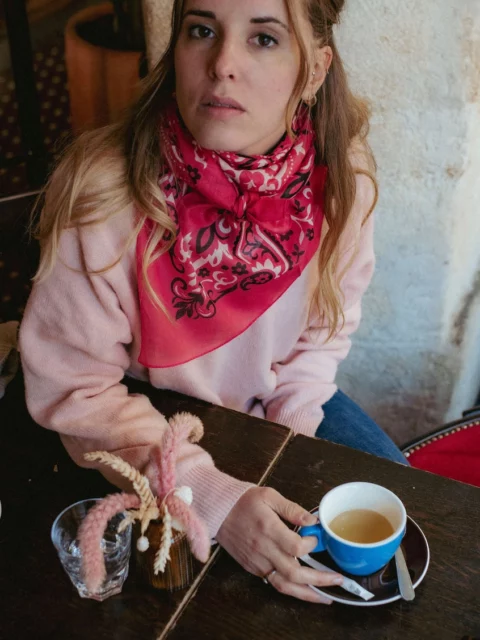 Foulard bandana fuchsia 100 % coton