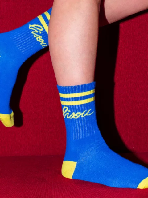 Chaussettes Bisou bleues