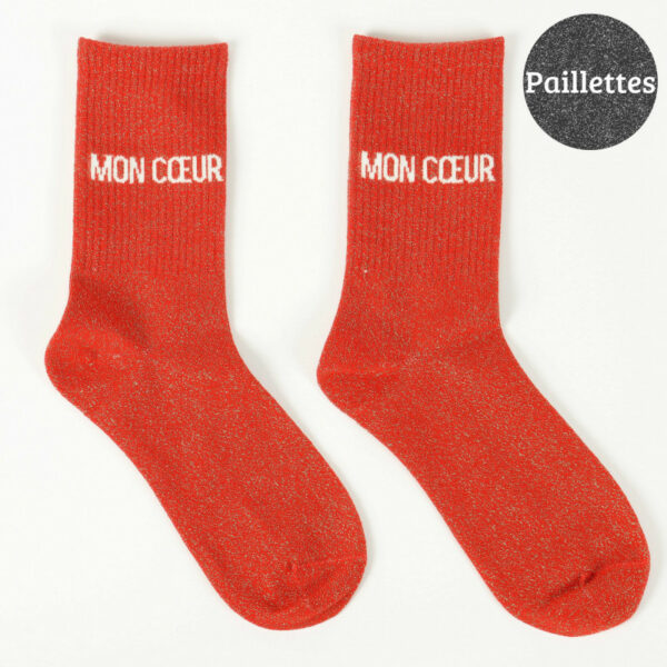 Chaussettes à paillettes - Mon coeur