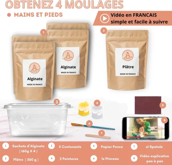 Kit empreintes bébé - 4 moulages