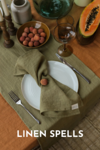Set de table en lin - Vert olive