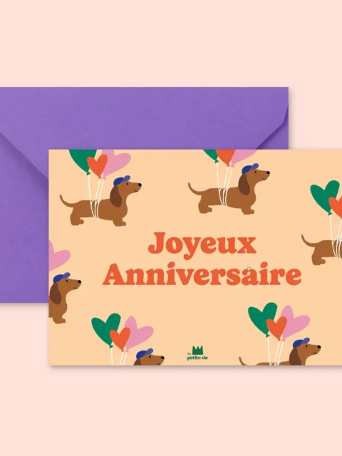 7a95e6fb576b5d2cc49316079af7e5d89049212366c40dbd0fc6c51a1b92539b Carte - Joyeux anniversaire - Chiens & ballons