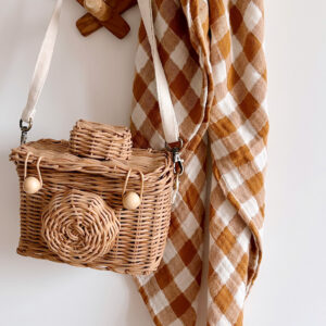 Lange 70 x 70 cm - Bianca - Vichy caramel