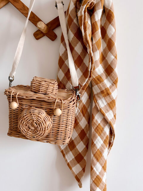 Lange 70 x 70 cm - Bianca - Vichy caramel