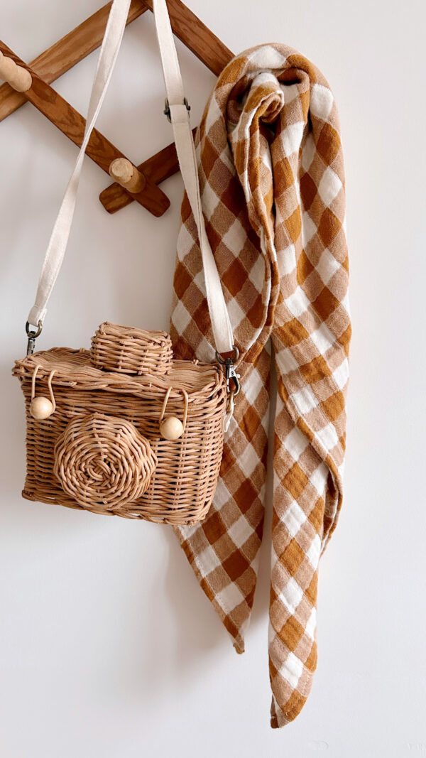 Lange 70 x 70 cm - Bianca - Vichy caramel