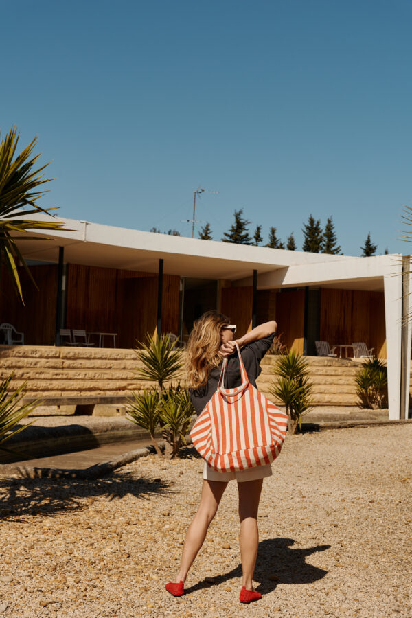 Sac cabas - Greige & tomato