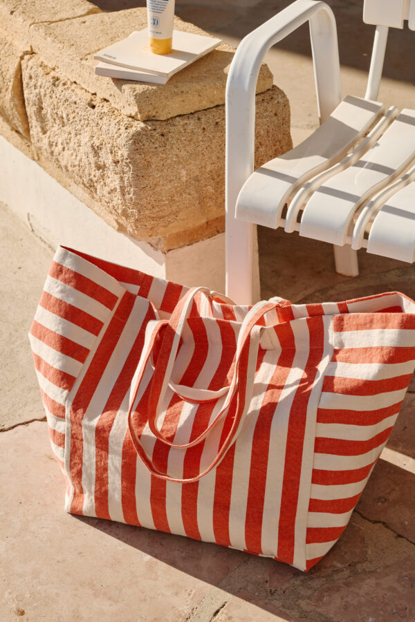 Sac cabas - Greige & tomato