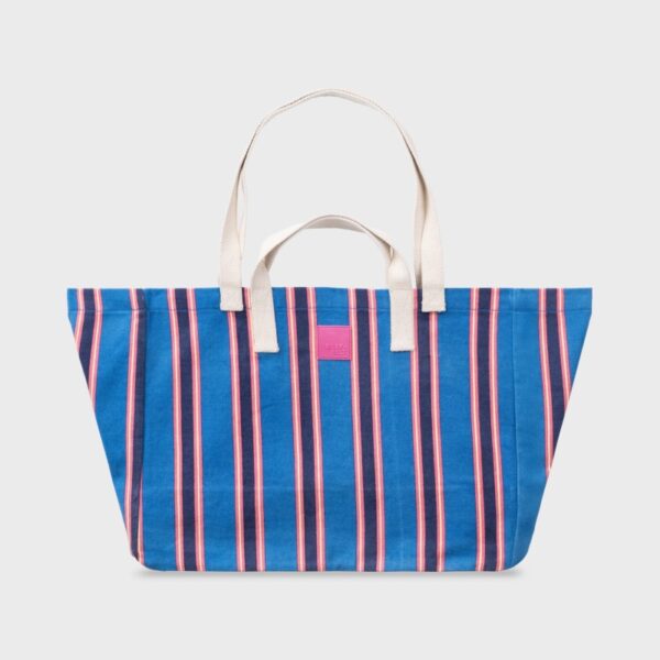 Sac cabas rayé bleu