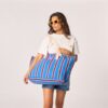 Sac cabas rayé bleu