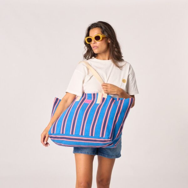 Sac cabas rayé bleu